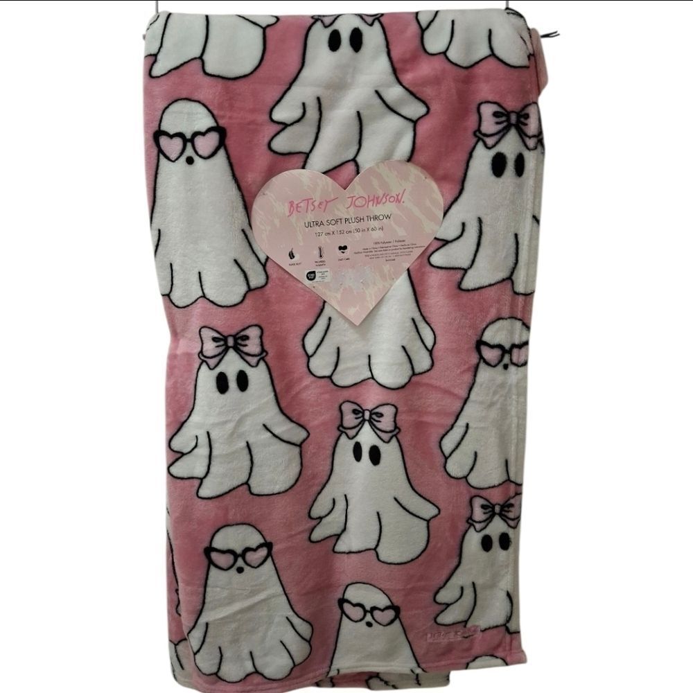 Betsey Johnson Halloween Ghost Queen Sheet 6pc & Soft Throw Blanket Set NEW - Picture 4 of 5